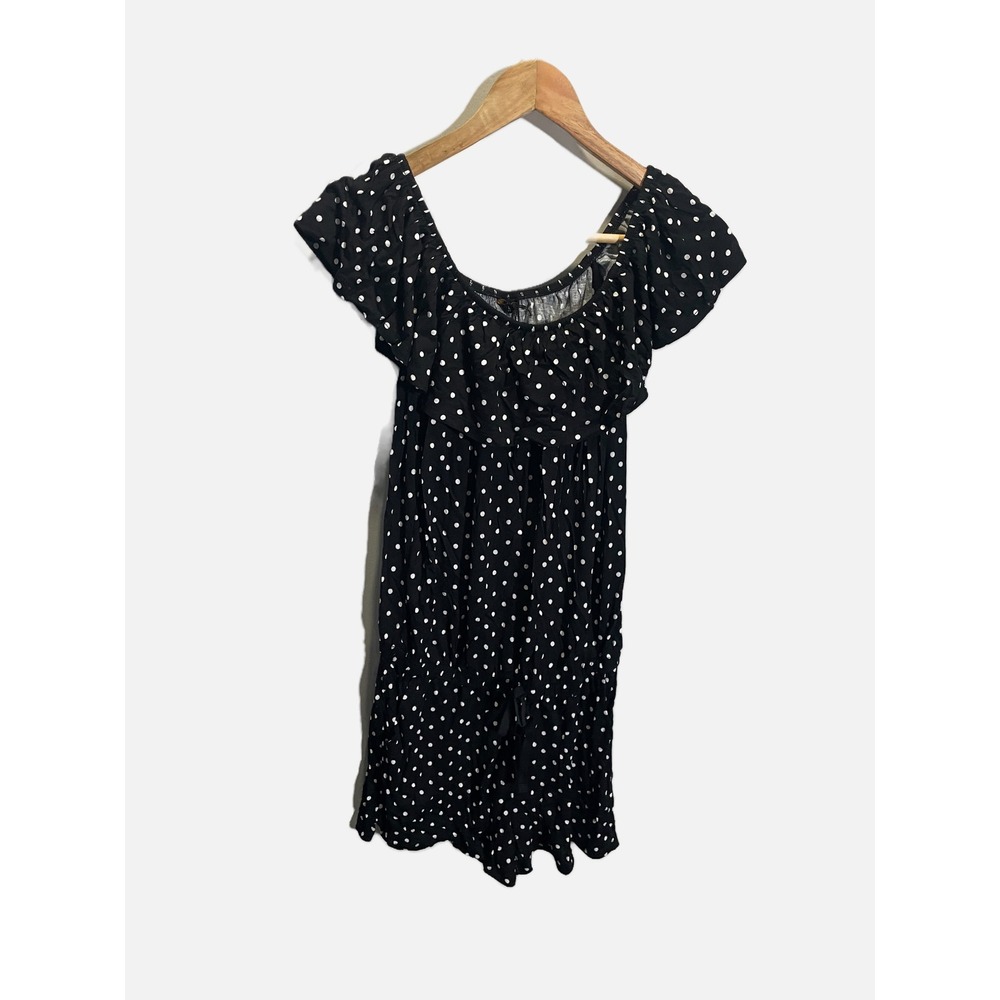 Lascana for Venus Romper Womens Small Black Polka Dot Ruffle Boho Summer Beach